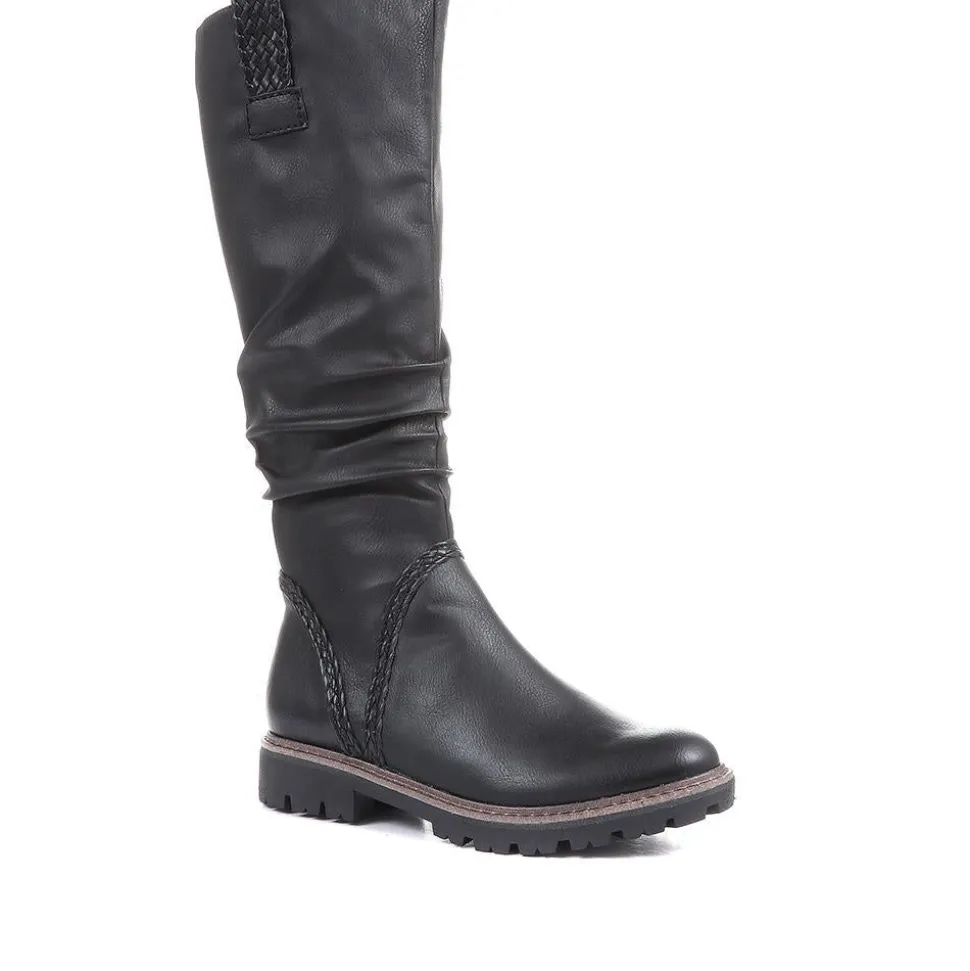 Flat Knee High Boots - Black