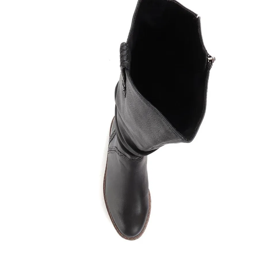 Flat Knee High Boots - Black
