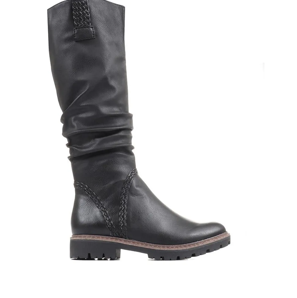 Flat Knee High Boots - Black