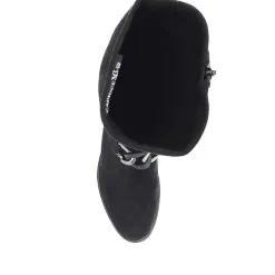 Flat Knee High Boots - Black