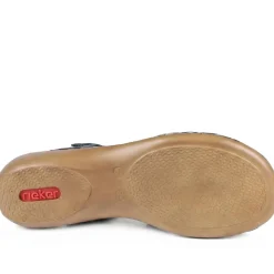 Flat Leather Sandal - Navy