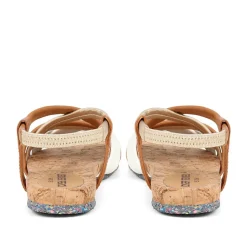 Flat Leather Sandals - Tan Multi