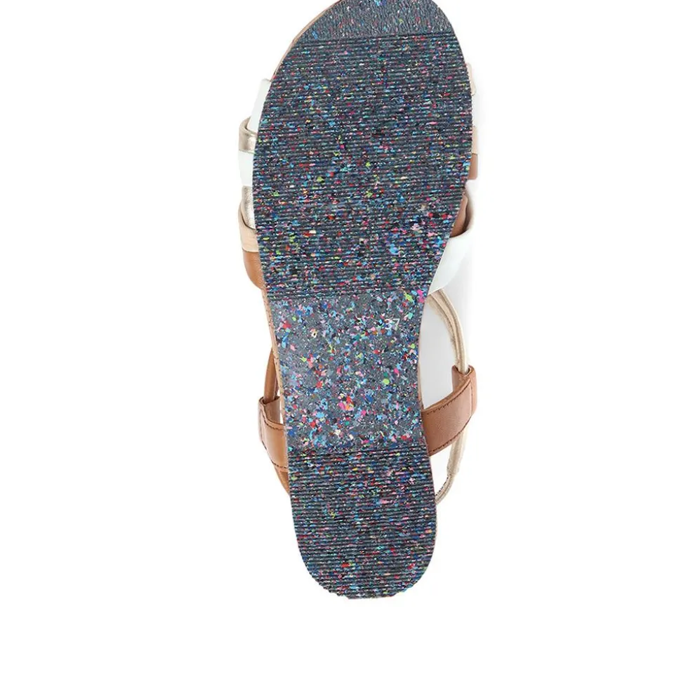 Flat Leather Sandals - Tan Multi