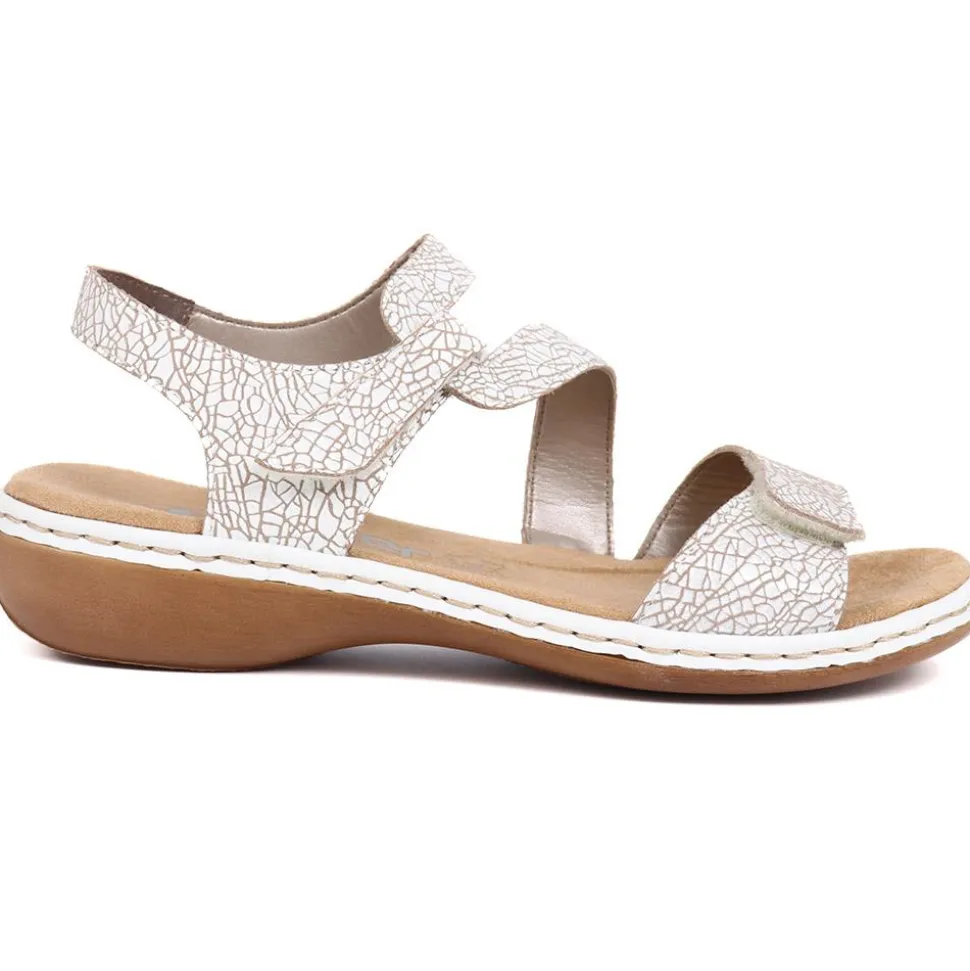 Flat Leather Sandal - White Multi