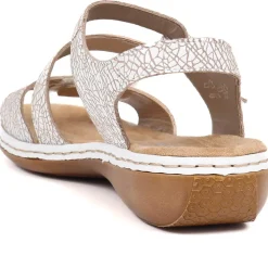 Flat Leather Sandal - White Multi