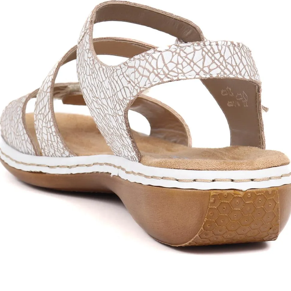 Flat Leather Sandal - White Multi