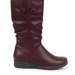 Flat Slouch Boots - Burgundy