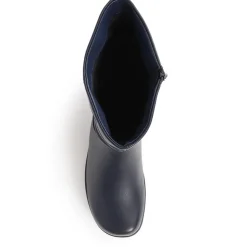Flat Slouch Boots - Navy