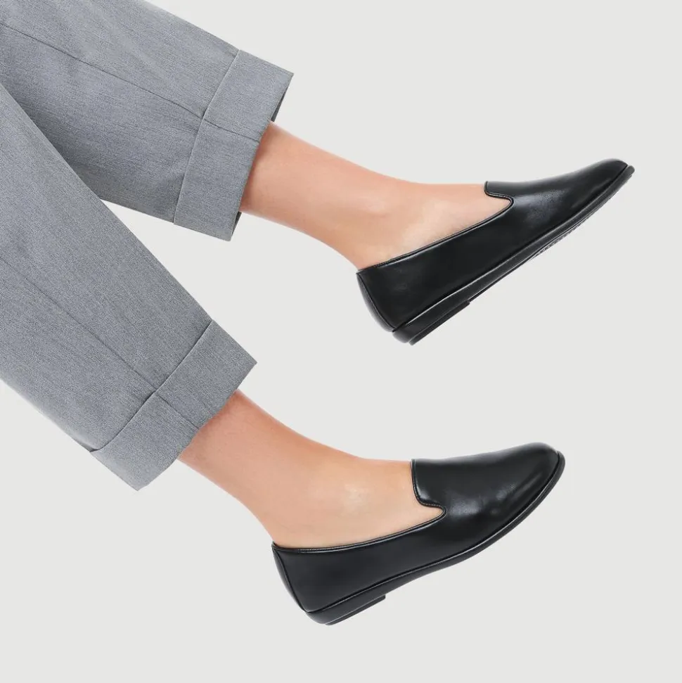 Flat-Soled Casual Slip-On Shoes - Black