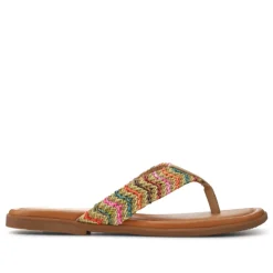 Flat-Soled Toe Post Sandals - Orange Multi