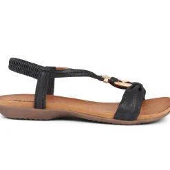 Flat Strappy Sandals - Black