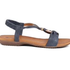 Flat Strappy Sandals - Navy
