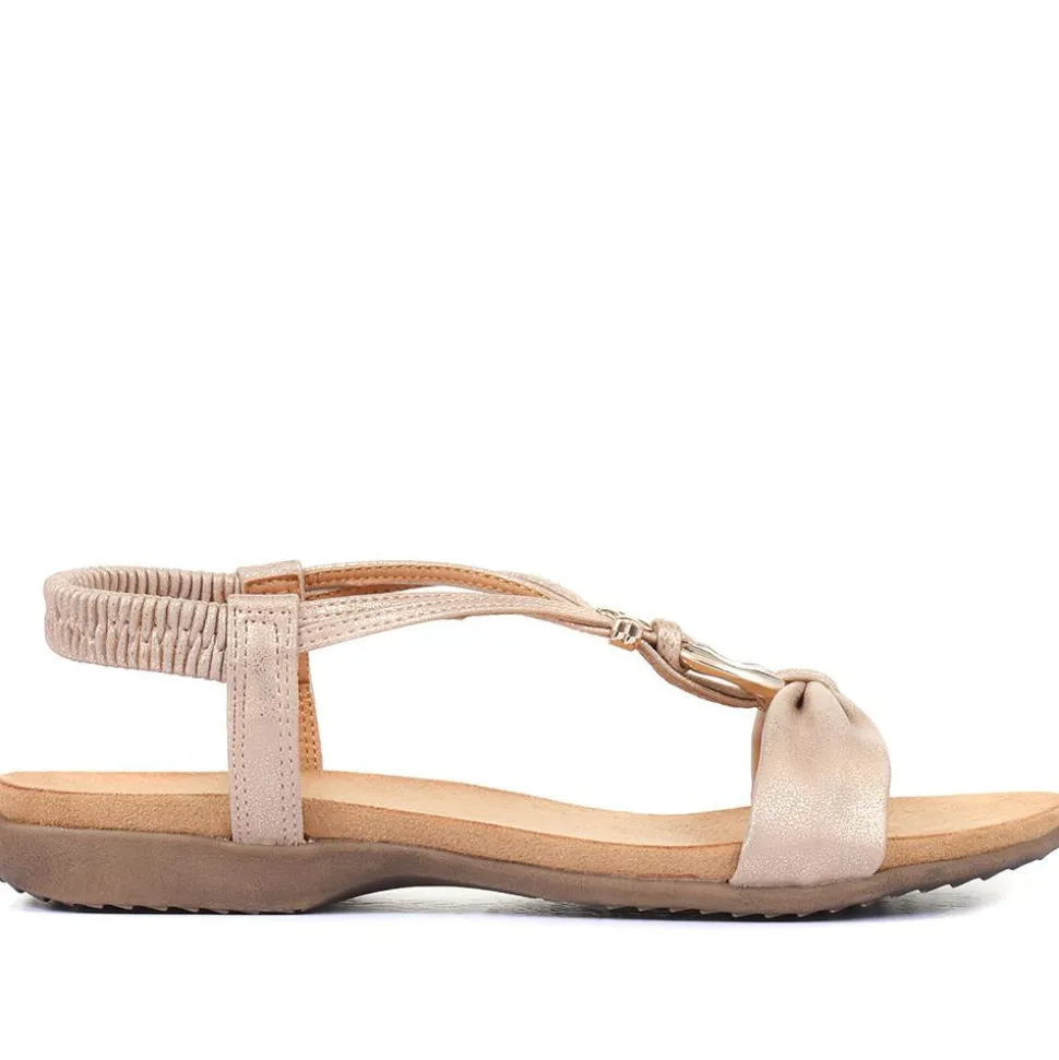 Flat Strappy Sandals - Rose Gold