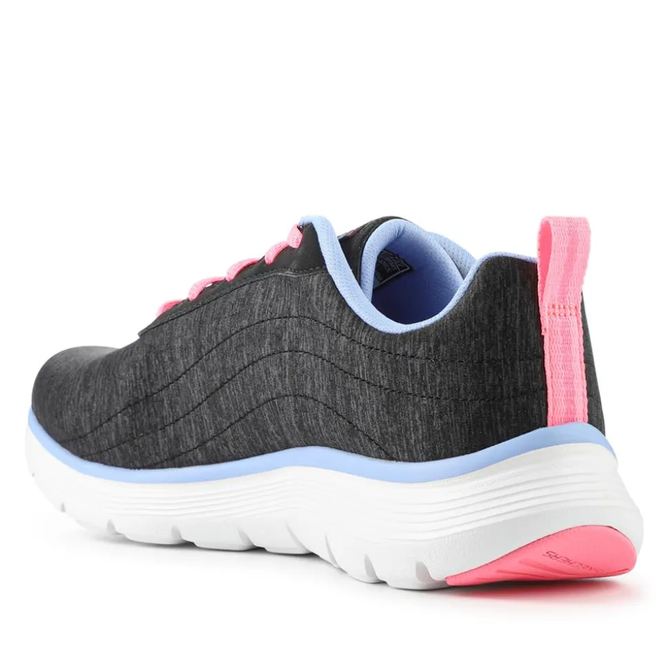FLEX APPEAL Wide Fit Lace Up Trainers - Black