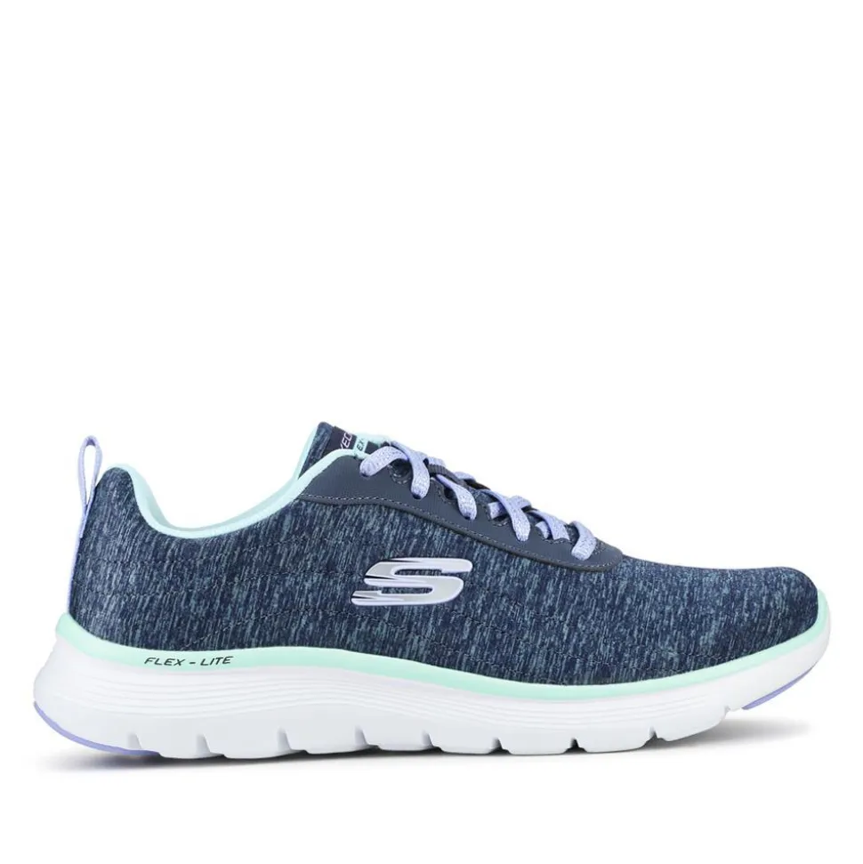 FLEX APPEAL Wide Fit Lace Up Trainers - Navy