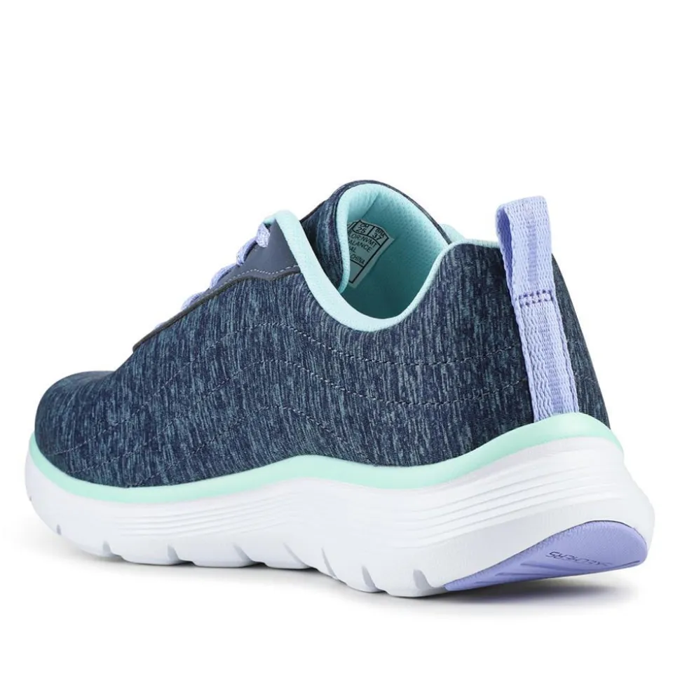 FLEX APPEAL Wide Fit Lace Up Trainers - Navy