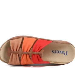 Flexible Triple Bow Cushioned Sandals - Tan-Red