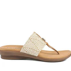 Flexible Wide Fit Toe Post Sandals - Beige Multi