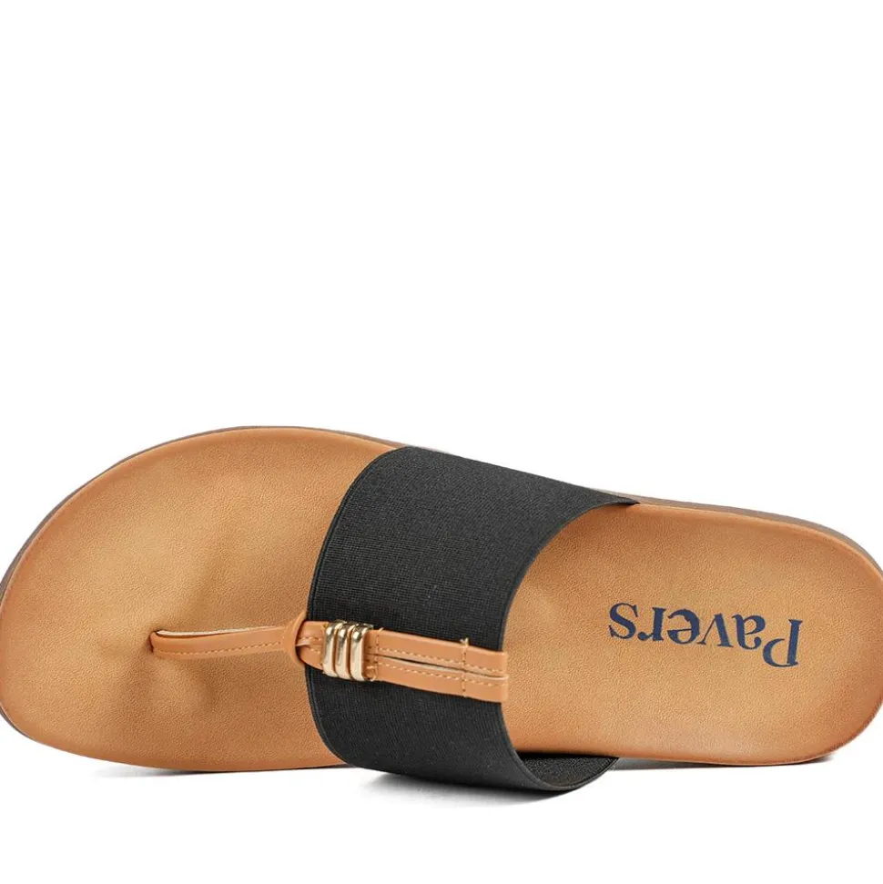 Flexible Wide Fit Toe Post Sandals - Black