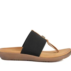 Flexible Wide Fit Toe Post Sandals - Black