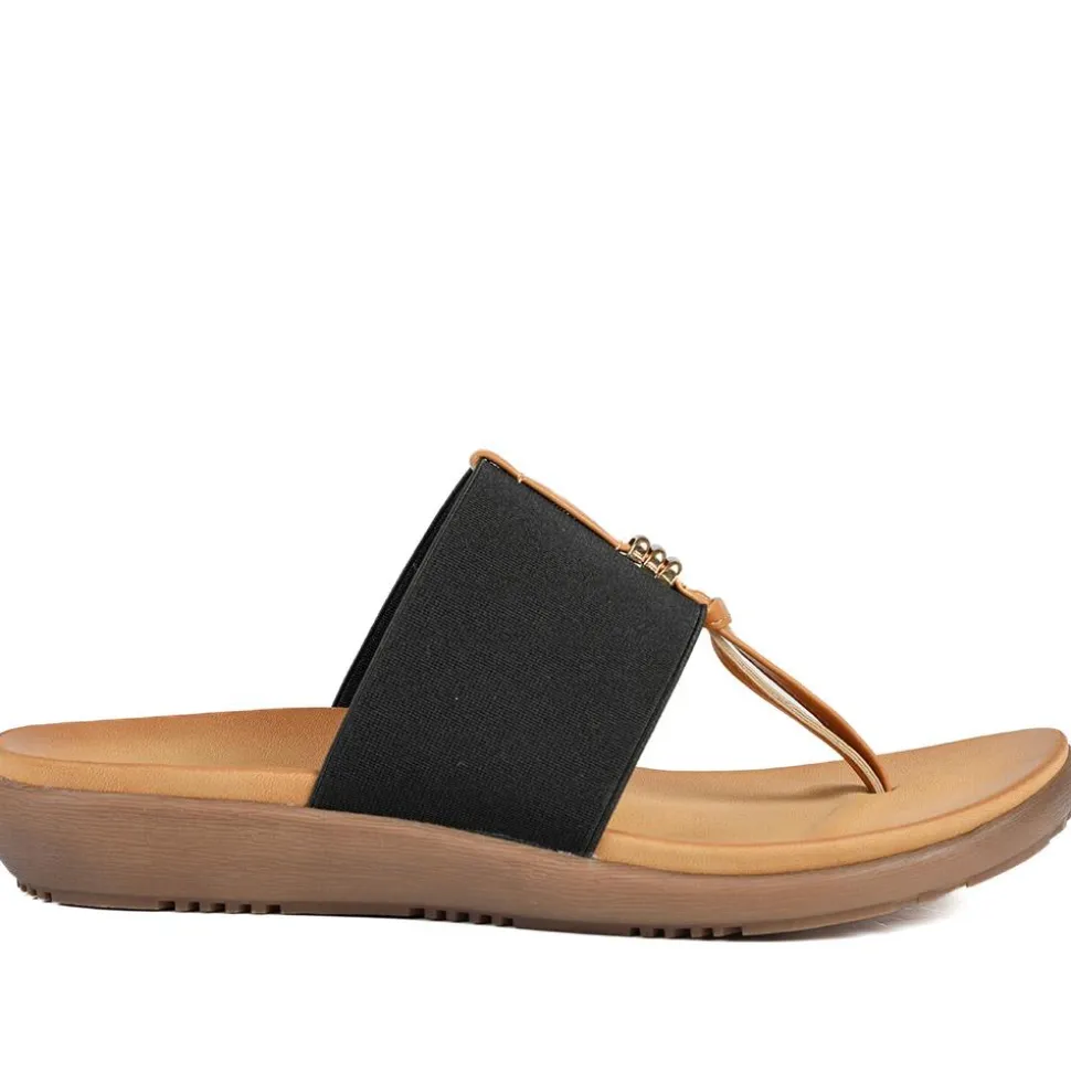 Flexible Wide Fit Toe Post Sandals - Black
