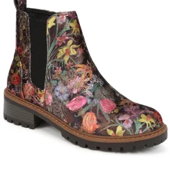 Floral Chelsea Boots - Black Multi