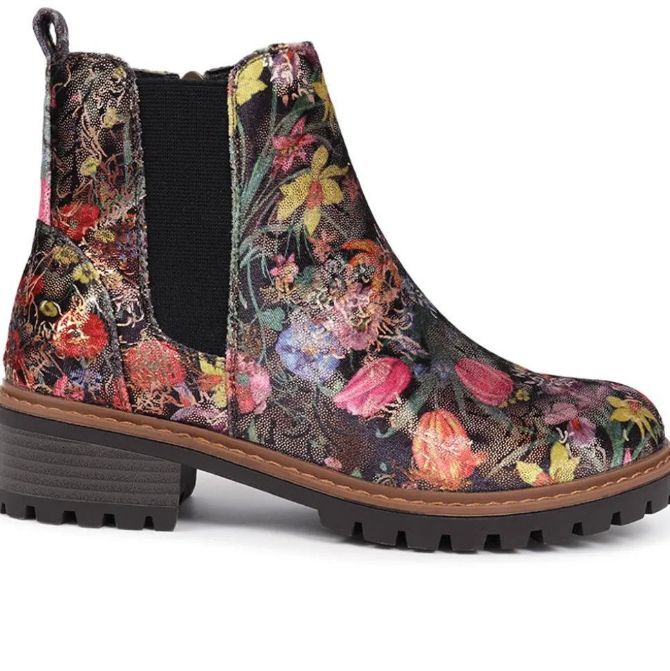 Floral Chelsea Boots - Black Multi