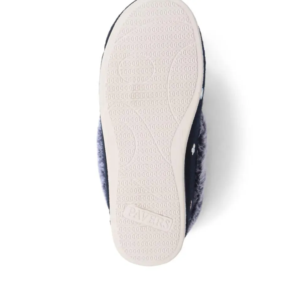 Floral Faux-Fur Slippers - Navy Floral