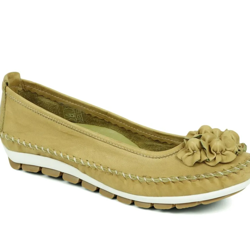 Floral Leather Ballet Pumps - Lime