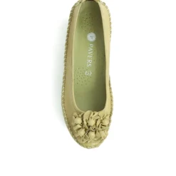 Floral Leather Ballet Pumps - Lime