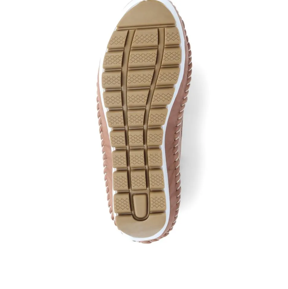Floral Leather Ballet Pumps - Sand