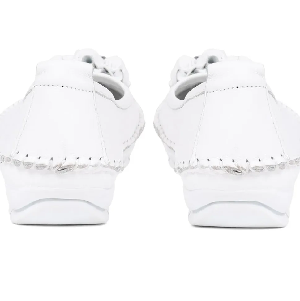 Floral Leather Ballet Pumps - White