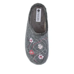 Floral Pattern Mule Slippers - Grey