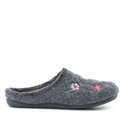Floral Pattern Mule Slippers - Grey