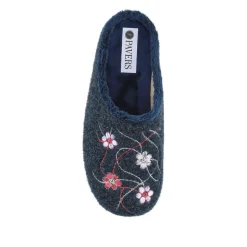 Floral Pattern Mule Slippers - Navy