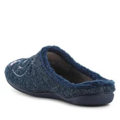 Floral Pattern Mule Slippers - Navy
