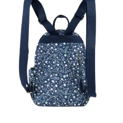 Floral Print Backpack with Bottle Holders - Navy Floral