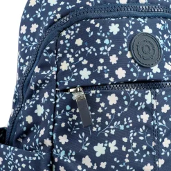 Floral Print Backpack with Bottle Holders - Navy Floral