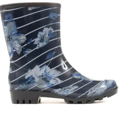 Floral Print Calf-length Wellies - Navy