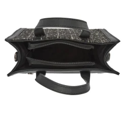Floral Tote Bag - Black Tweed