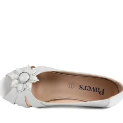 Flower Detail Peep Toe Wedge Pumps - Silver