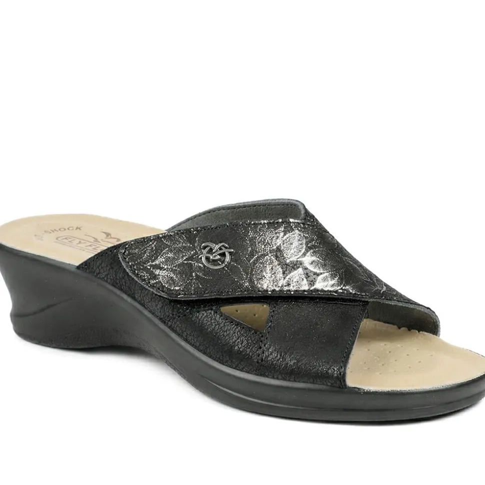 Fly Flot Adjustable Fasten Mule Sandals - Black