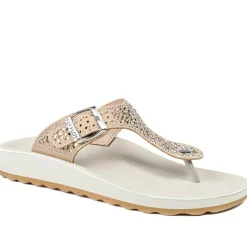 Fly Flot Buckled Toe Post Sandals - Beige