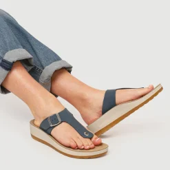 Fly Flot Buckle Fasten Toe Post Sandals - Blue