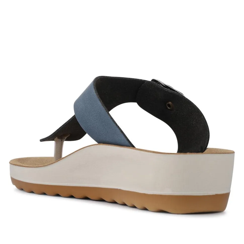 Fly Flot Buckle Fasten Toe Post Sandals - Blue