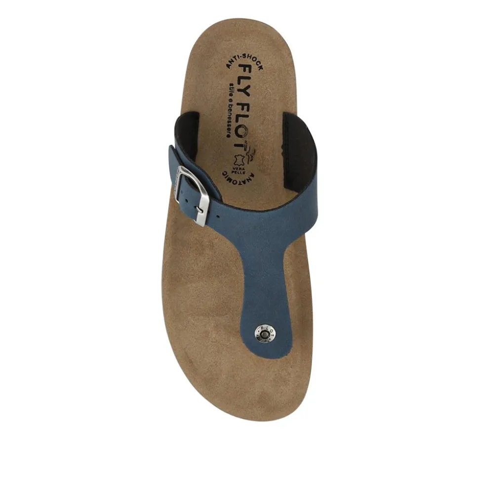 Fly Flot Buckle Fasten Toe Post Sandals - Blue