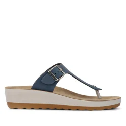 Fly Flot Buckle Fasten Toe Post Sandals - Blue