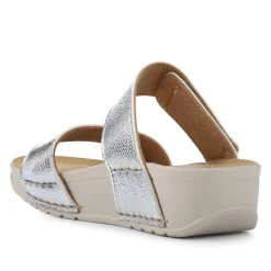 Fly Flot Chunky Dual Strap Touch Fasten Sandals - Silver