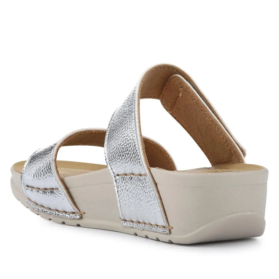 Fly Flot Chunky Dual Strap Touch Fasten Sandals - Silver