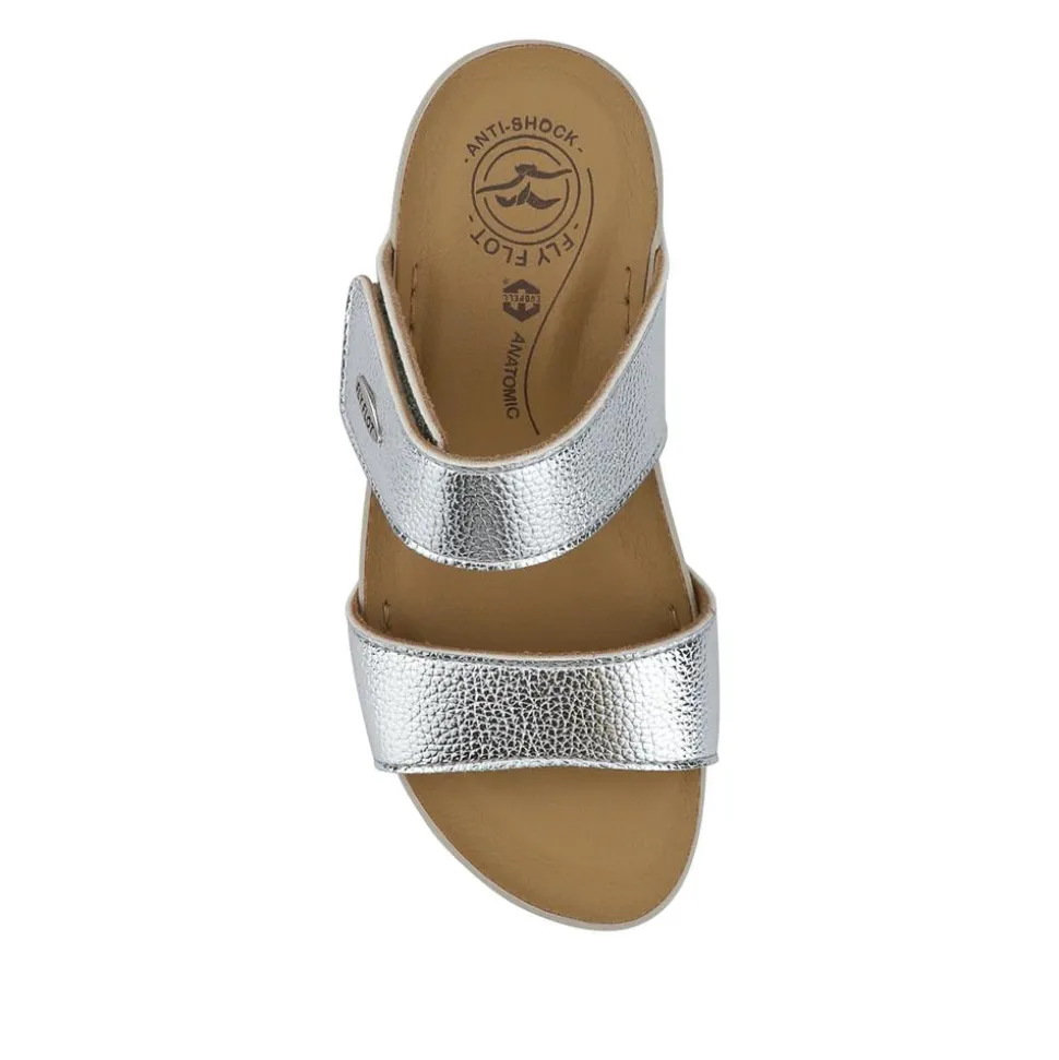 Fly Flot Chunky Dual Strap Touch Fasten Sandals - Silver